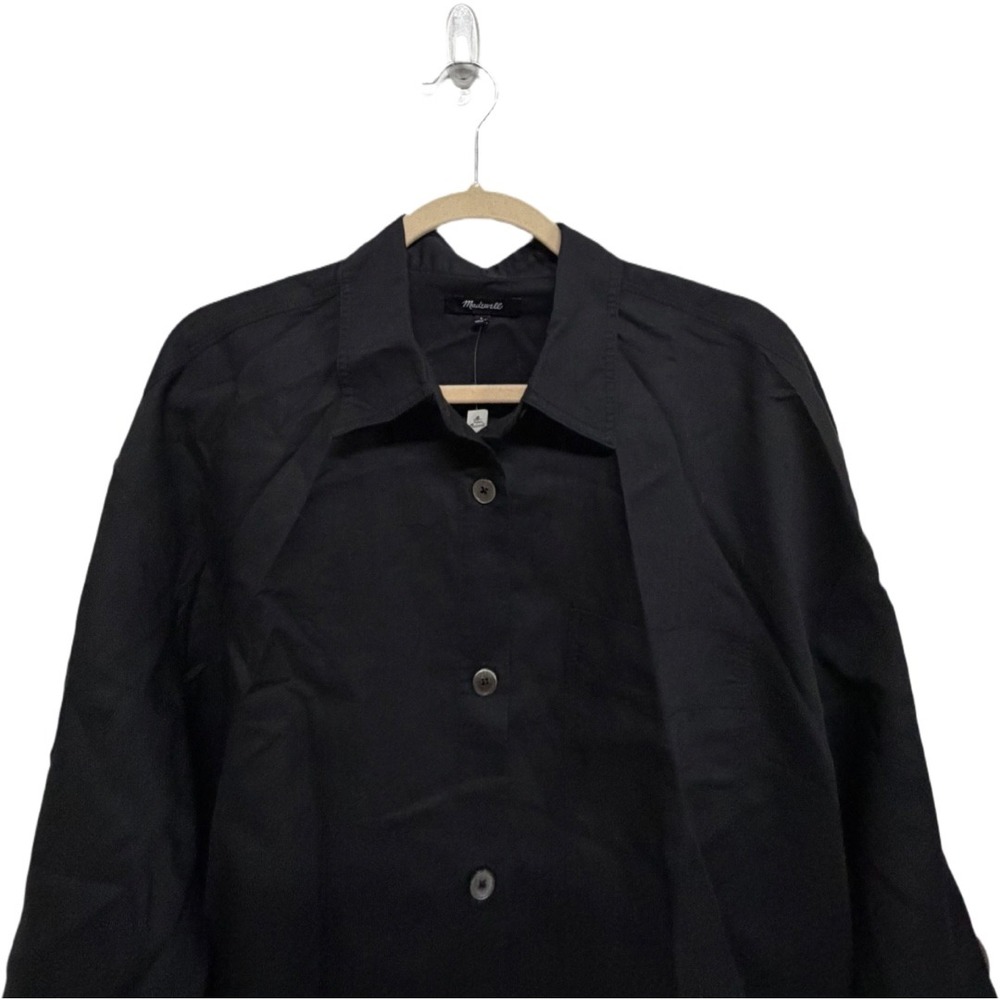 Madewell Straight-Hem Shirt in Linen-Cotton Blend Black Large NZ468 Button Up - Picture 3 of 8